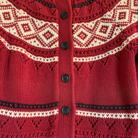 Red Patterned Women's Cardigan - Picture 4 of 8